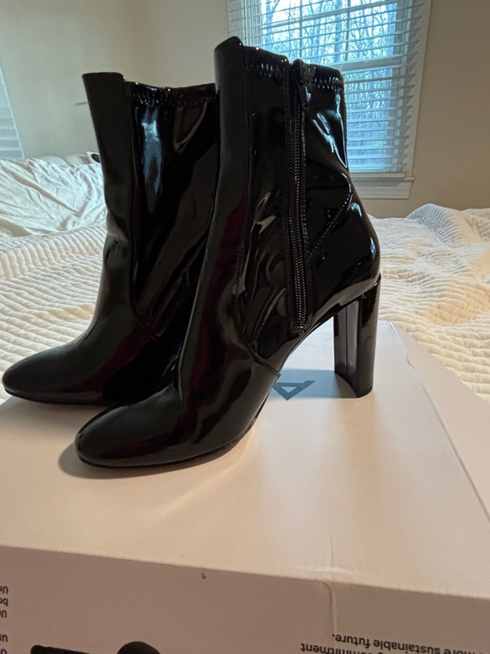Aldo Black Patent Block Heel Pumps